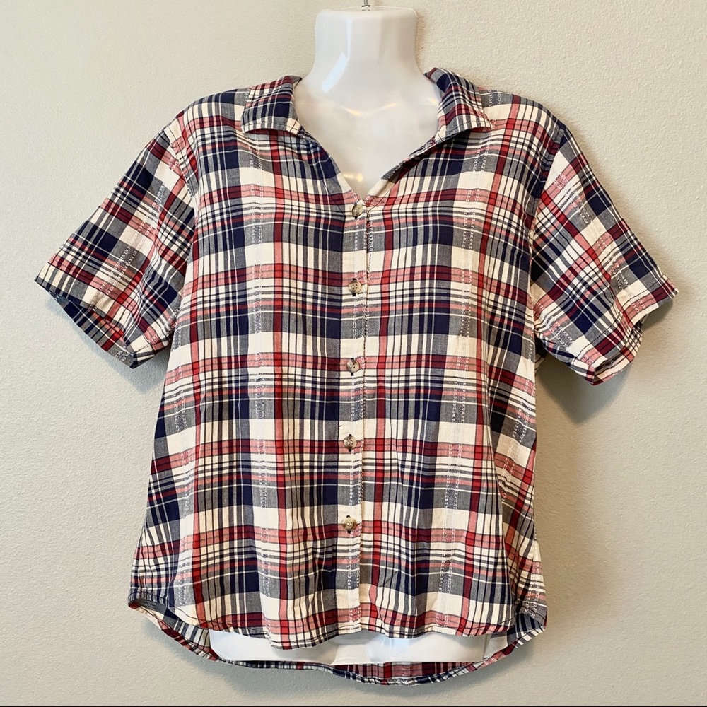 Karen Hart | Red, White & Blue Plaid Button Down